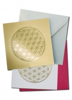Mini- Doppelkarten mit Goldprgung Blume des Lebens